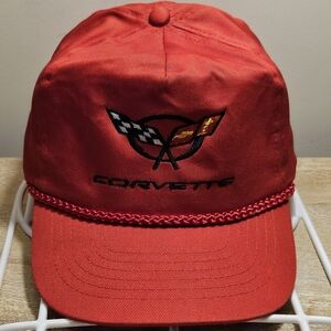 Vintage KC Corvette Flag Logo Snapback Rope Hat Red - OSFA